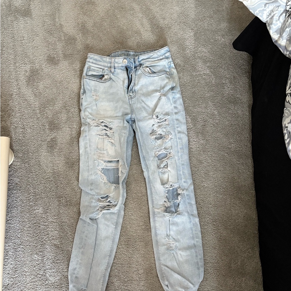 Women's Light Blue Distressed Jeans